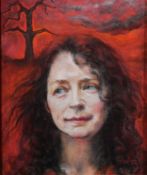Zsuzsi Roboz (1929-2012) Hungarian. Portrait of Helen Simpson, Mixed media on canvas, Signed, and
