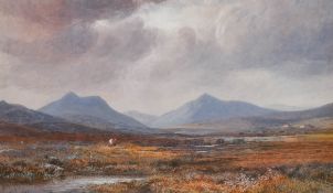 Henry Albert Hartland (1840-1893) Irish. Figures in a Moorland Landscape, Watercolour,
