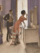 Brynolf Wennerborg (1866-1950) Swedish/German. Before the Party, Pencil, charcoal and gouache,