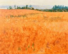 Lionel Bulmer (1919-1992) British. The Cornfield, Oil on board, unframed 16
