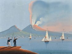 19th Century Italian School. Mount Vesuvius, Gouache, Inscribed and dated 1839, unframed 12