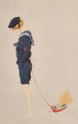 Raphael Kirchner (1876-1917) Austrian. A Sailor Girl, Watercolour and pencil, Signed in pencil, 19.