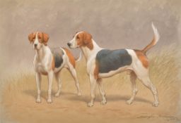 John Alexander Harrington Bird (1846-1936) British. American Fox Hounds, Watercolour, Signed and