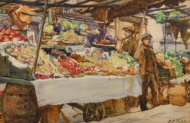 Beatrice Stella Pedder (1875-1965) British. 'Market Scene', Watercolour, Signed, 9