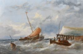 William Henry Williamson (1820-1883) British. Shipping in Heavy Waters, Oil on board, Signed with