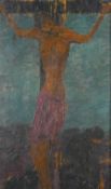 Circle of Anto Carte (1886-1954) Belgian. Crucifixion, Oil on panel, bears a indistinct signature,