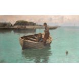John Miller (19th Century) British. "Sunny Hours", Oil on canvas, Signed and dated '89, 22" x 36.