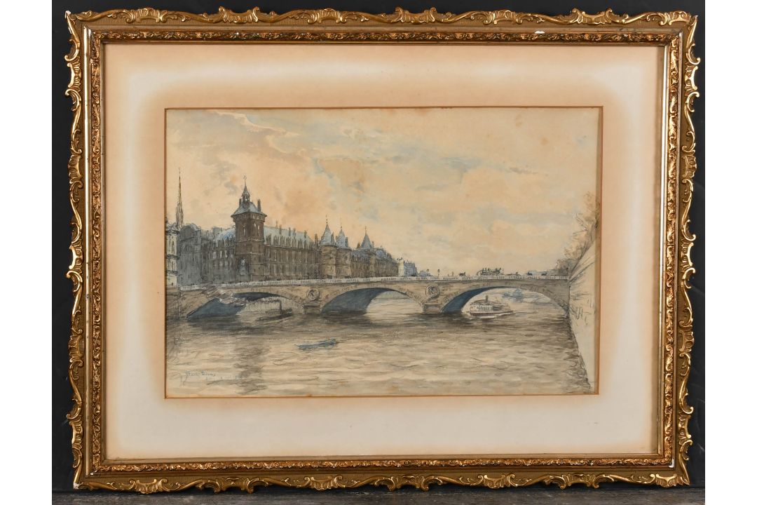 Frank Myers Boggs (1855-1926) American. 'Le Palais de Justice from across the Pont au Change', - Image 2 of 4