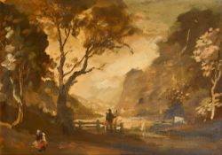 Philip Hugh Padwick (1876-1958) British. Figures on a Woodland Path, Oil on artist's board,