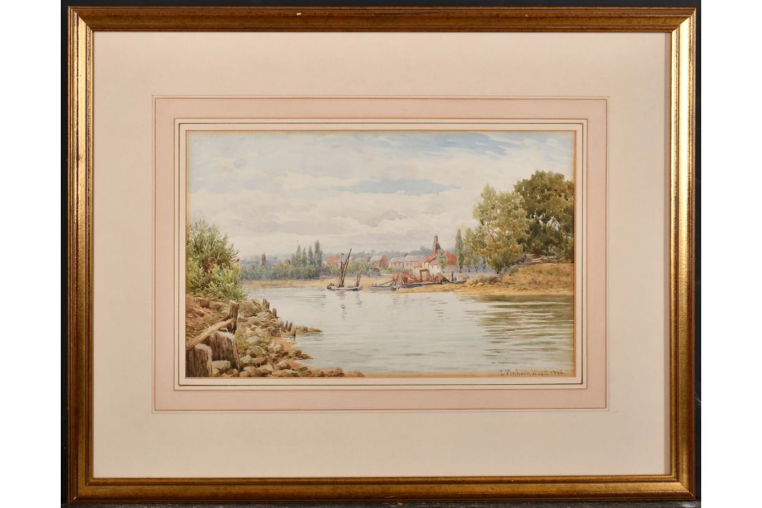 Lewis Pinhorn Wood (1848-1918) British. "On the Thames near Mortlake", Watercolour, Signed and dated - Image 2 of 5