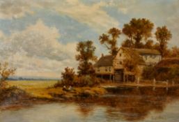 Follower of Benjamin Williams Leader (1831-1923) British. 'A Water Mill', Oil on canvas, Bears a