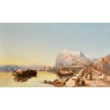 James Webb (1835-1895) British. 'Ehrenbreitstein on the Rhine', Oil on canvas, 24" x 40" (61 x 101.