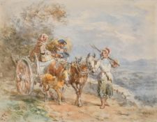John Frederick Tayler (1802-1889) British. 'A Family Outing', Watercolour, Signed with initials, and