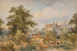Henry Earp (1831-1914) British. The Friars Oak Inn by the River, Watercolour, 13
