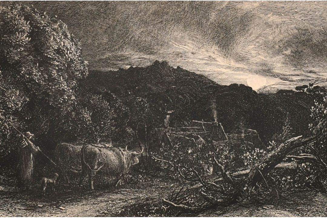 Samuel Palmer (1805-1881) British. "The Weary Ploughman", Etching, Numbered 4 (within plate), and - Image 1 of 3