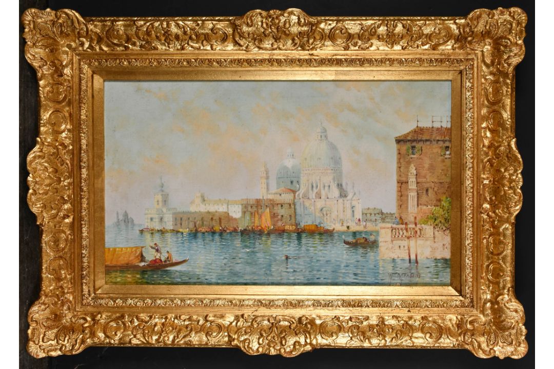 William George Meadows (c.1825-1901) British. A Venetian Scene, Oil on canvas, Signed, 12" x 20" ( - Image 2 of 4