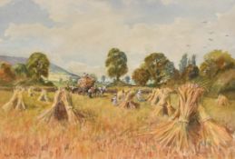 William Frederick Measom (1875-1946) British. Harvest Time, Watercolour, Signed, 9.25