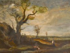 Philip Hugh Padwick (1876-1958) British. Figures in a Landscape, Oil on artist's board, Signed,