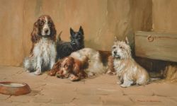Frank K Rawling (20th Century) British. Waiting, Watercolour heightened with white, Signed, and