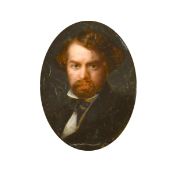 19th Century English School. Bust Portrait of a Man, Oil on paper laid down, Oval 3.25