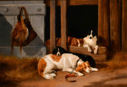 John Gifford (19th-20th Century) British. In the Kennels, Oil on canvas, Signed, 24