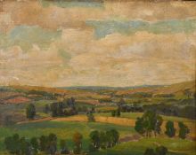 20th Century English School. The South Downs, Oil on board, Inscribed on a label verso, 12.5