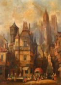 Henry Schafer (1854-1915) German. Continental Street Scene, Oil on panel, Signed with monogram and