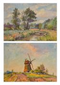 Szczepan Skorupka (1903-1997) Polish. Landscape with a Windmill, Oil on canvas, Signed and dated