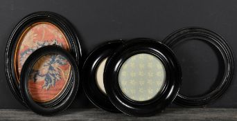 20th Century English School. A Pair of Circular Black Frames, with inset glass, rebate 4.1