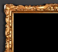 20th Century English School. A Gilt Composition Frame with swept centres and corners and inset