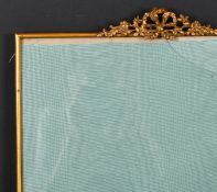 20th Century English School. A Metal Photograph Frame, with an ornate top, rebate 13.75