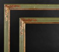 19th Century Italian School. A Pair of Green Painted Frames, with decorated silver corners and inner