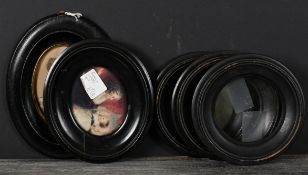 20th Century English School. A Set of Three Circular Black Frames, rebate 2.75