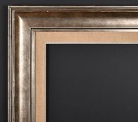 20th Century European School. A Silver and Black Painted Frame with a fabric slip, rebate 20