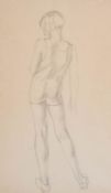 Victor Hume Moody (1896-1990) British. Study of a Young Girl, Pencil, Inscribed on a label verso,