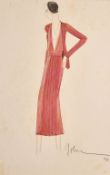 John Guida (1896-1965) Italian. 'Fashion Illustration', Watercolour, pencil and chalk, Signed 'John'
