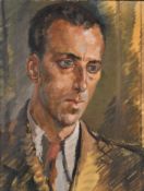 20th Century English School. Bust Portrait of a Man, Oil on canvas, unframed 18