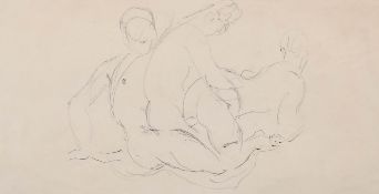 Duncan Grant (1885-1978) British. Erotic Drawing, Ink, Inscribed on labels verso, 5.75
