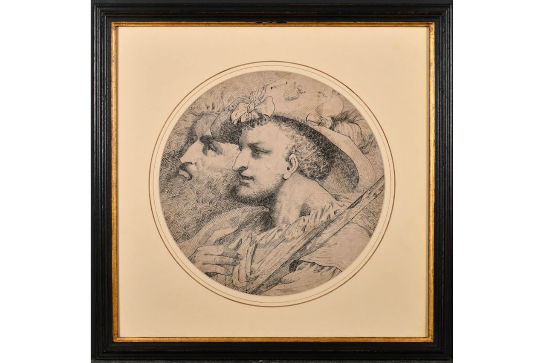 Circle of John Hamilton Mortimer (1740-1779) British. "Banditti", Ink, Circular, 11" x 11" (27.9 x - Image 4 of 6
