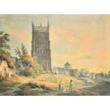 Circle of Francis Nicholson (1753-1844) British. 'Evesham Abbey', Watercolour, Bears a signature