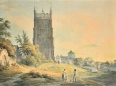 Circle of Francis Nicholson (1753-1844) British. 'Evesham Abbey', Watercolour, Bears a signature