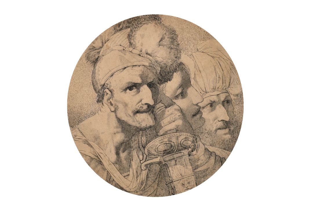 Circle of John Hamilton Mortimer (1740-1779) British. "Banditti", Ink, Circular, 11" x 11" (27.9 x - Image 3 of 6