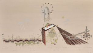 Doris Wenlan (1914- ) British. 'Agriculture; Harvest Altar and Zodiac', Tempera, 15.25