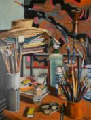 Paul Manousso (1930-2022) Greek. Studio Still Life, Oil on canvas, Signed and dated Dec 1981, 36
