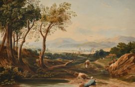 John Varley (1778-1842) British. 'View of Dolgelly, Snowdonia', Watercolour and pencil, 17.25