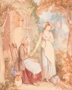 John Masey Wright (1777-1866) British. 'The Penitent Maiden', Watercolour, Inscribed on a label