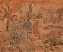 Gregoire Michonze (1902-1982) Russian/French. 'Wartime Desolation of his French Village', c.1942,