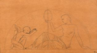 Bernard Boutet de Monvel (1881-1949) French. 'An Approach by Cupid', Pencil on tracing paper, With