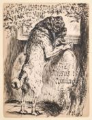 Samuel John Carter (1835-1892) British. A Pair of Pug Christmas Card Designs, Ink, Signed with