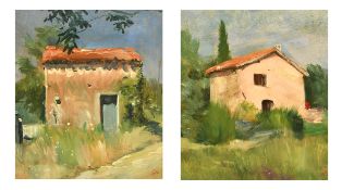 G.B. (20th Century) British. A Village House, Oil on board, Signed with initials GB and dated '86,